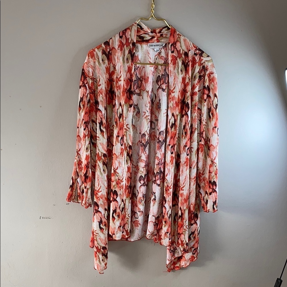 Southern Lady Floral Cardigan - Red and orange